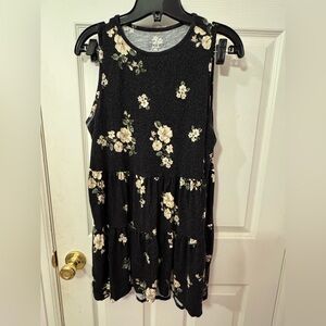 Torrid super soft slub Jersey Black Floral Tank Top 0X